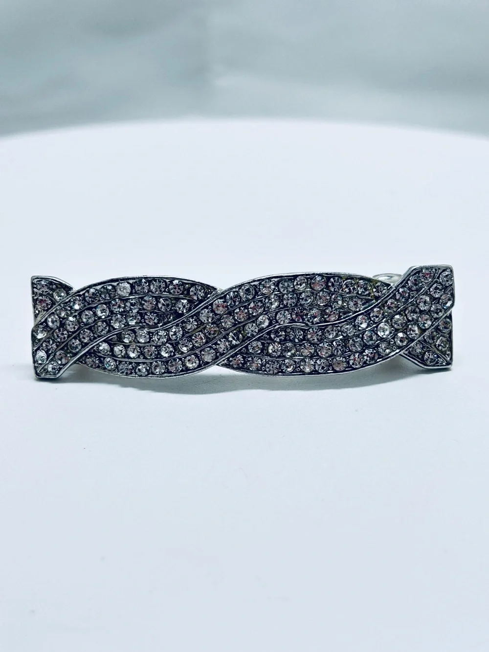 Silver And Crystal Hair Barrette Clip